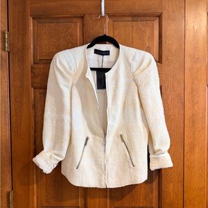 Zara Cream Textured Zip-Front Jacket